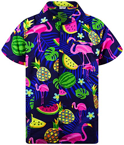 Funky Hawaiian Shirt, Shortsleeve, Flamingo Melon, Blue, S – Hawaii ...